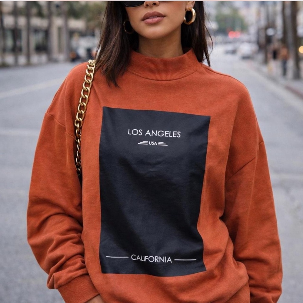 H&M Rust Sweatshirt with Black Graphic